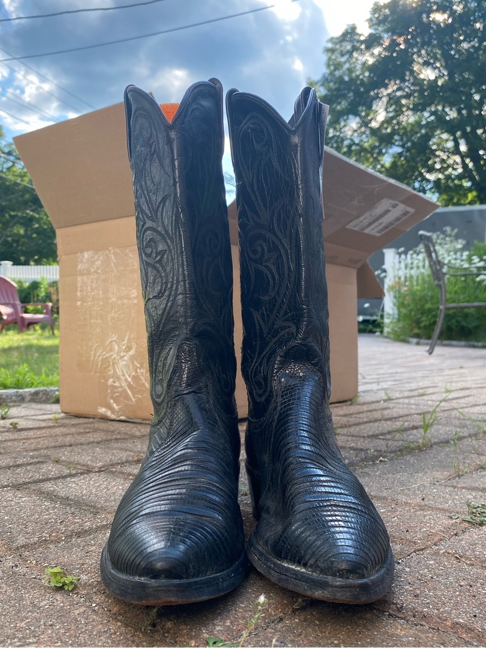 Black Dan Post Western Men’s Cowboy Boots - Pointed Toe - Picture 3 of 7